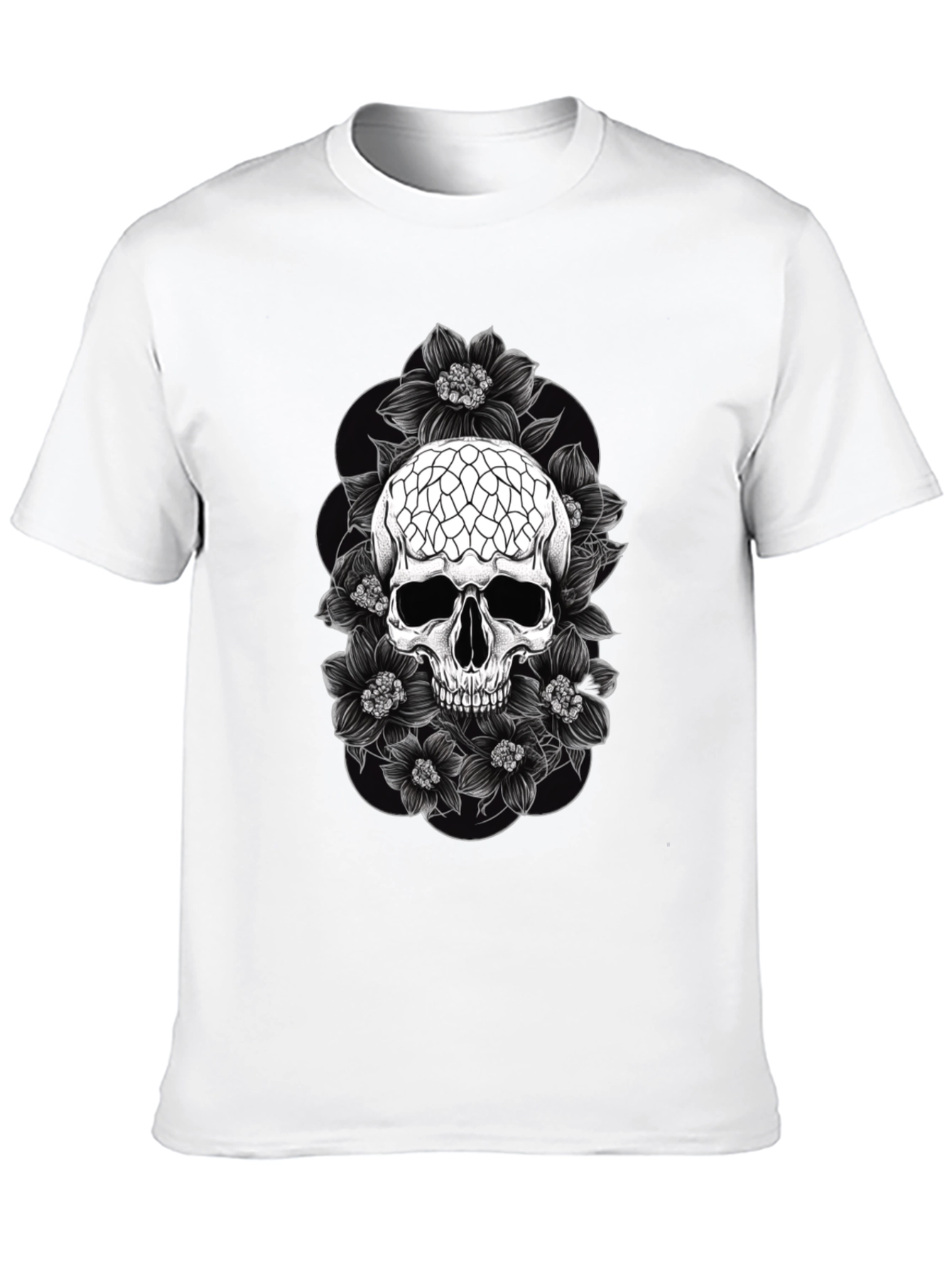 Skull & Flower Graphic Tee - Dark Aesthetic T-Shirt