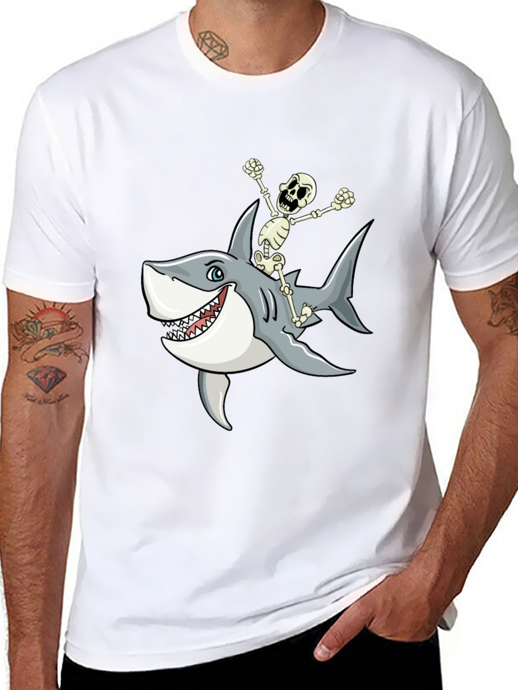 Shark Riding Skeleton T-Shirt