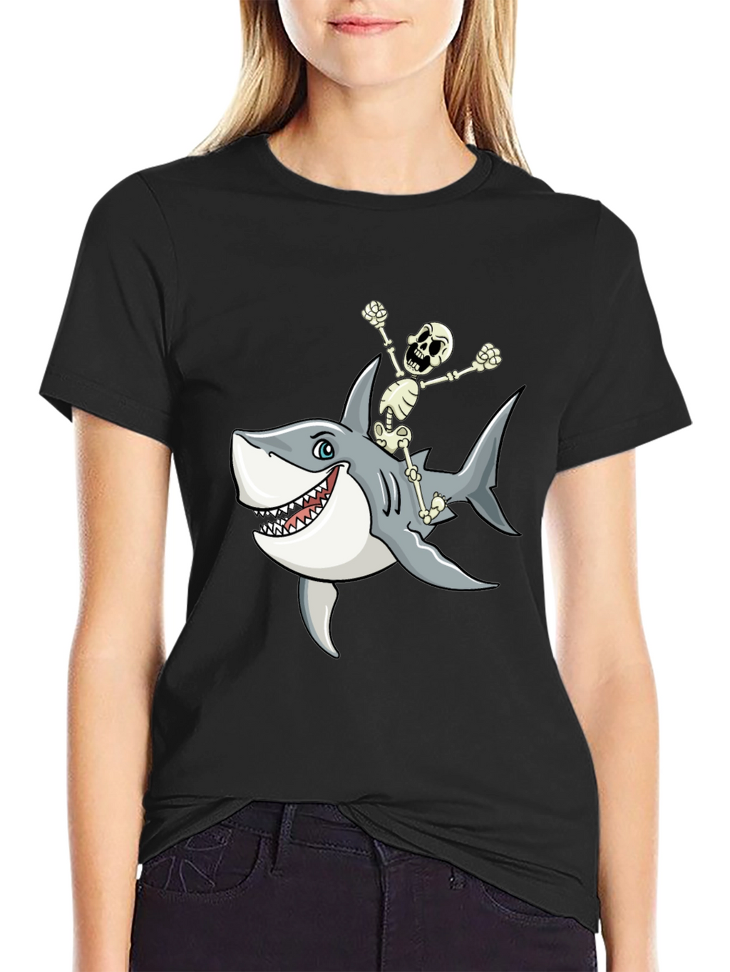 Shark Riding Skeleton T-Shirt