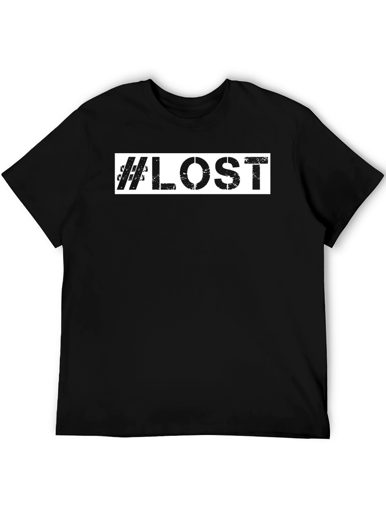 #Lost Graphic Tee - Distressed Print Black T-Shirt