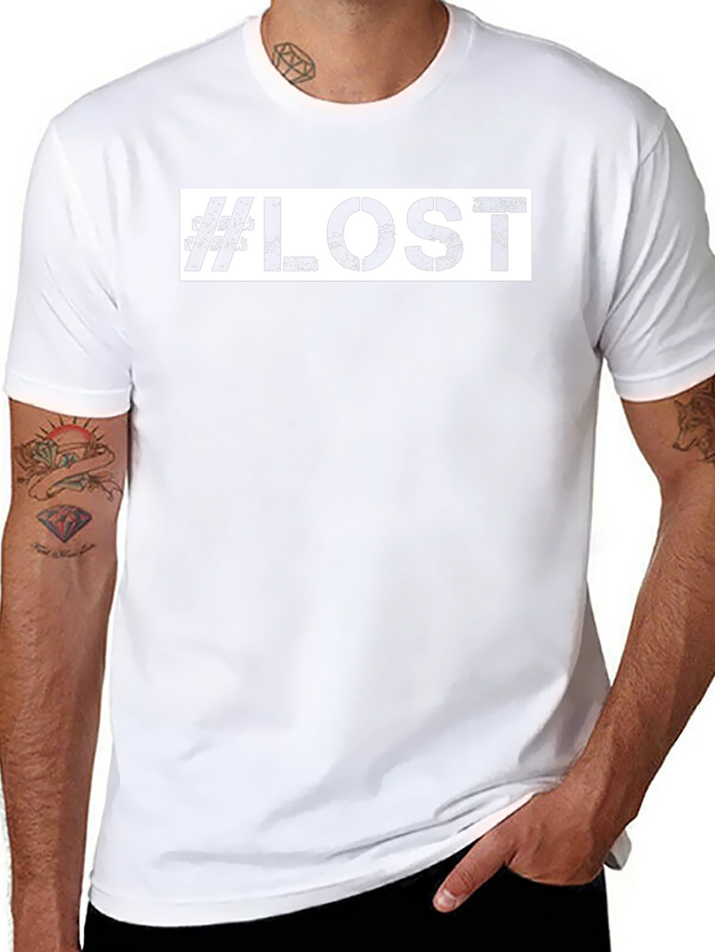 #Lost Graphic Tee - Distressed Print Black T-Shirt