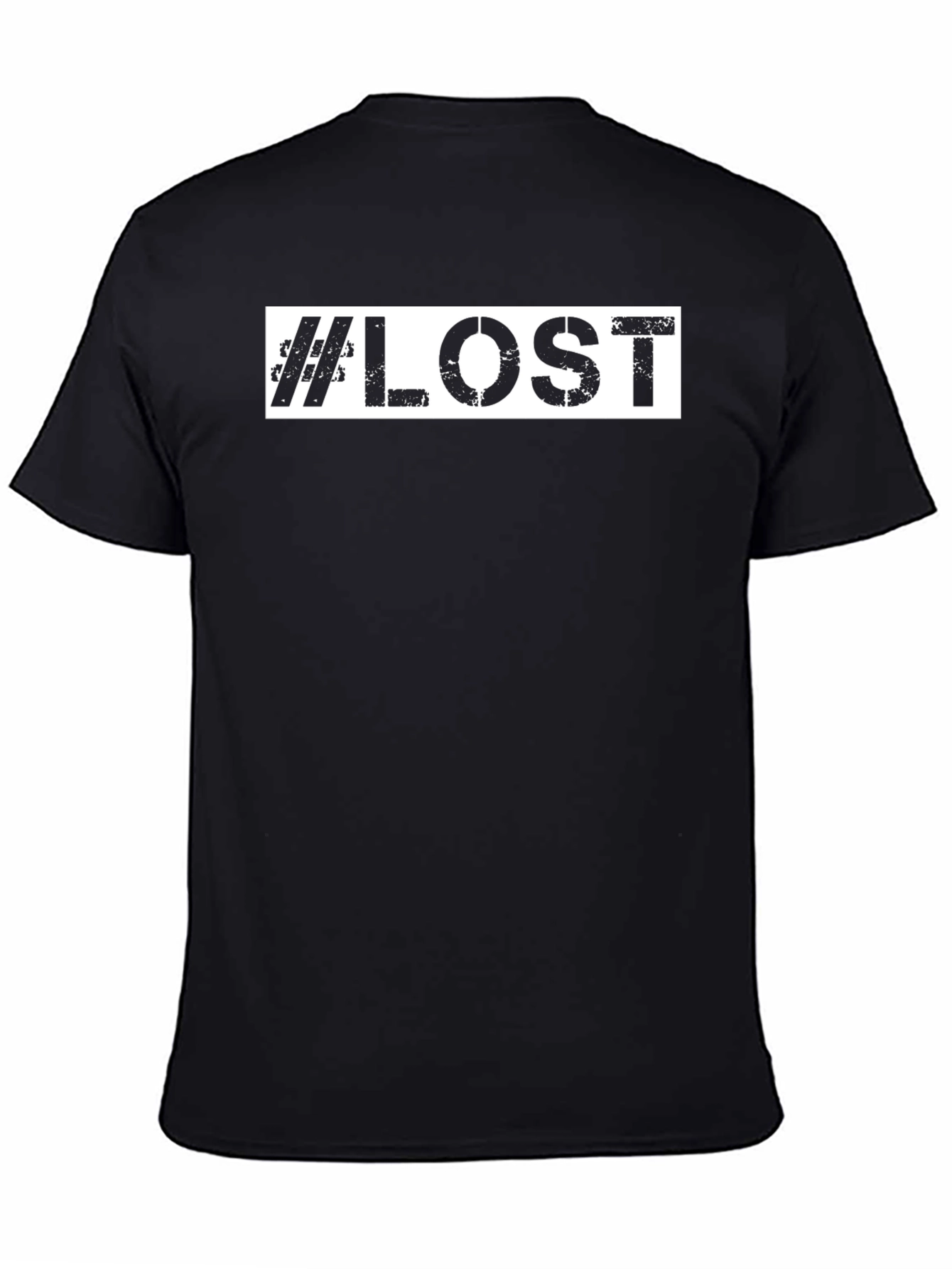 #Lost Graphic Tee - Distressed Print Black T-Shirt