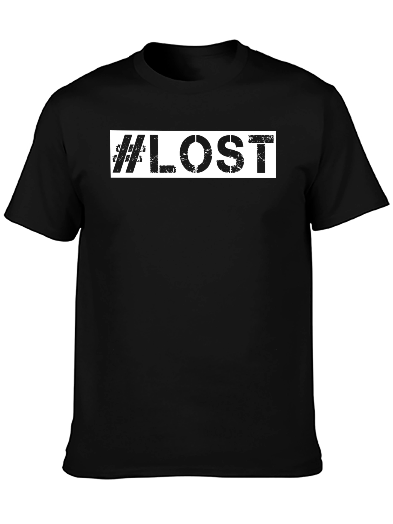 #Lost Graphic Tee - Distressed Print Black T-Shirt
