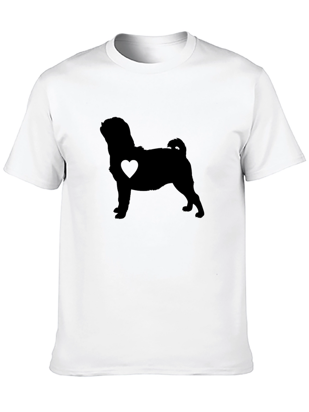 Pug Heart Silhouette Black T-Shirt