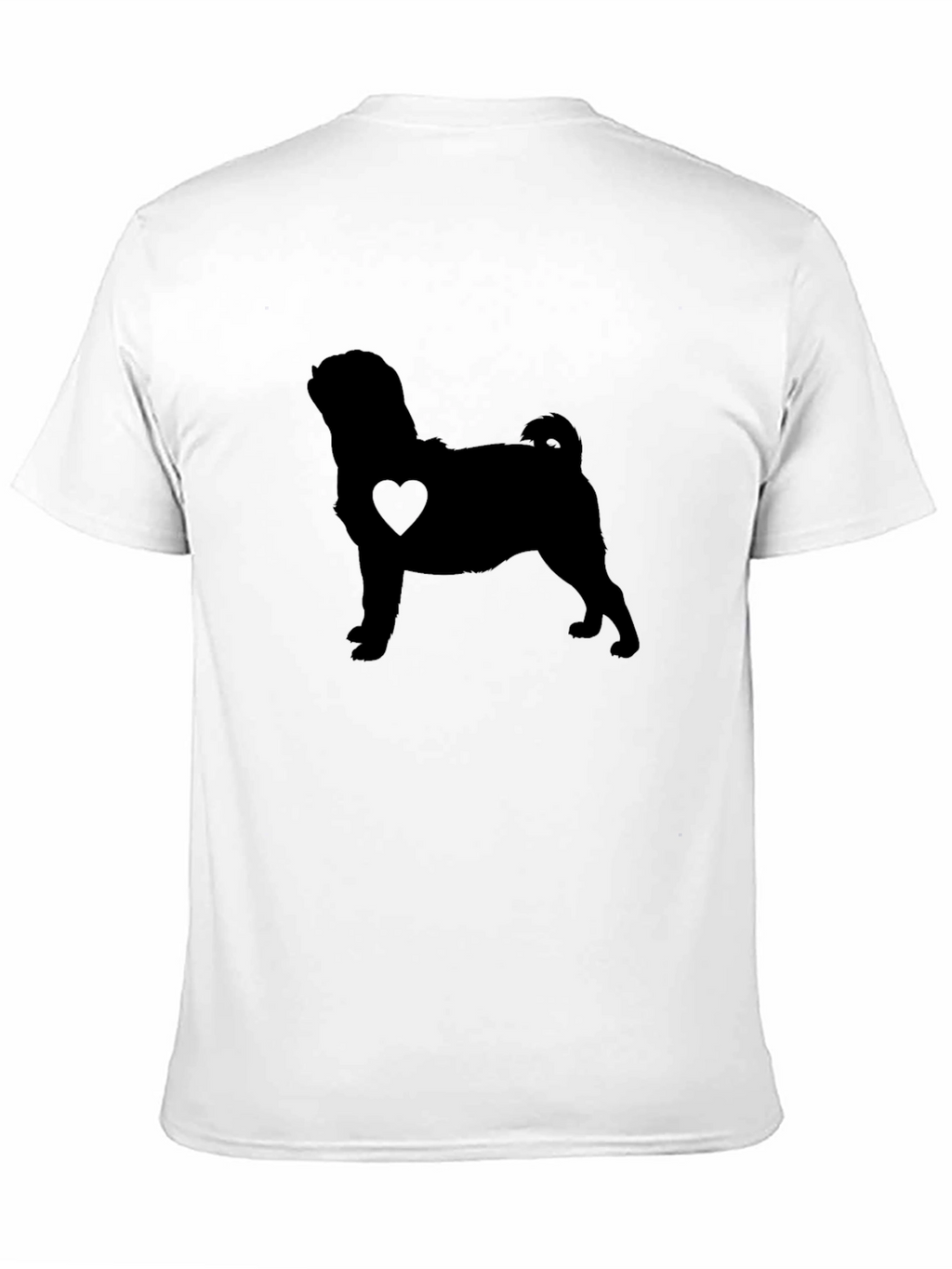 Pug Heart Silhouette Black T-Shirt