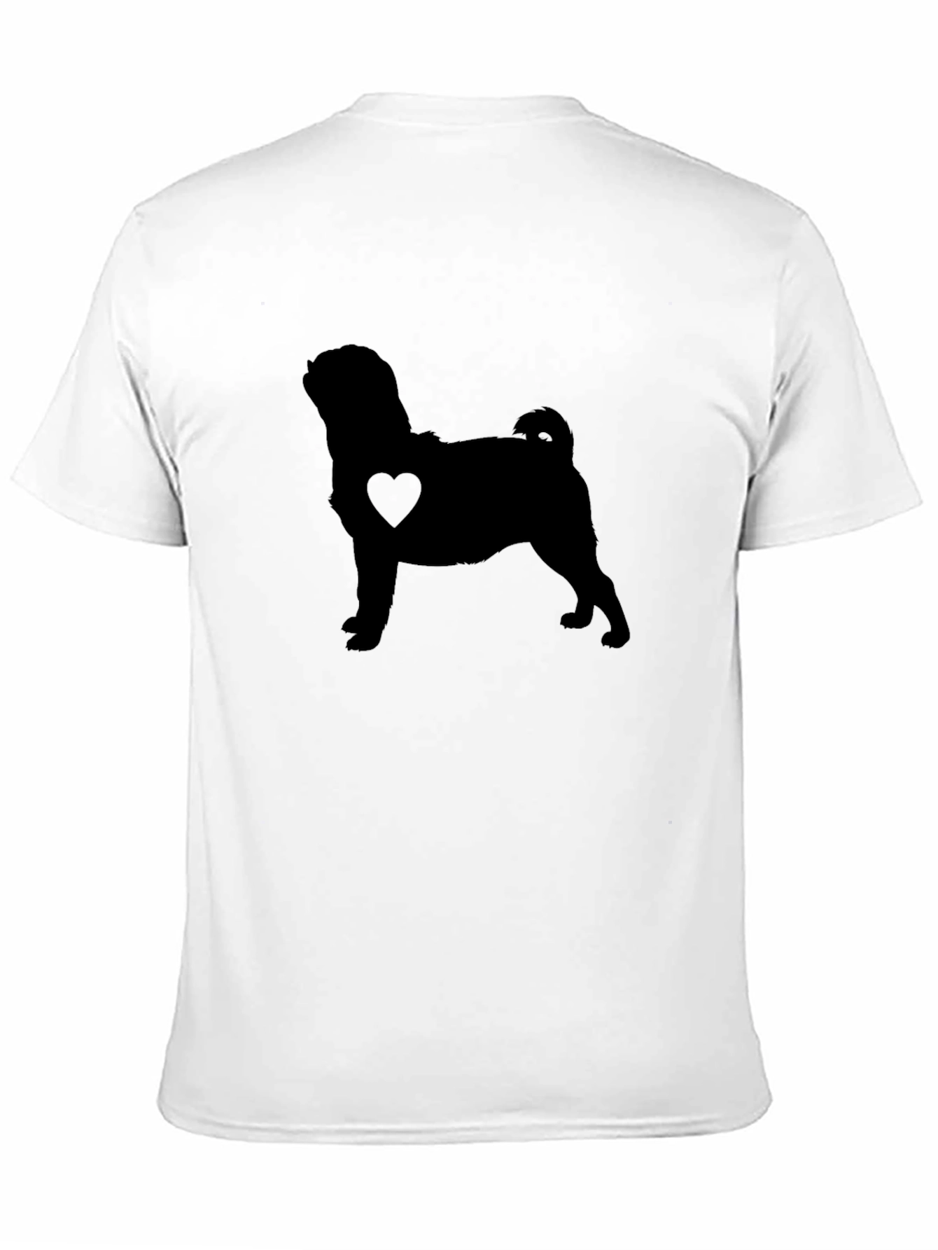Pug Heart Silhouette Black T-Shirt