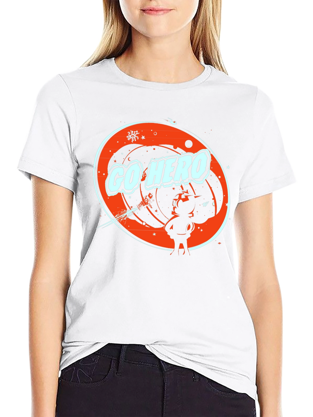 Go Hero Space Graphic Tee - Stylish Black T-Shirt