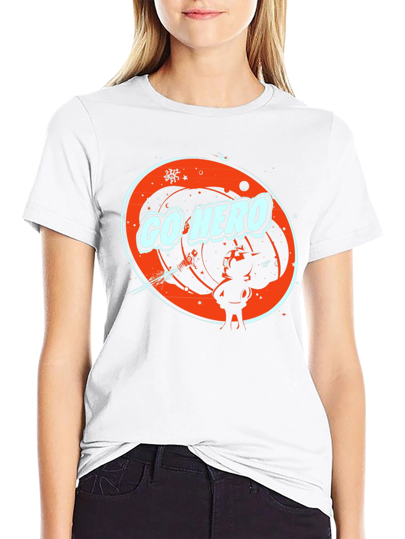 Go Hero Space Graphic Tee - Stylish Black T-Shirt