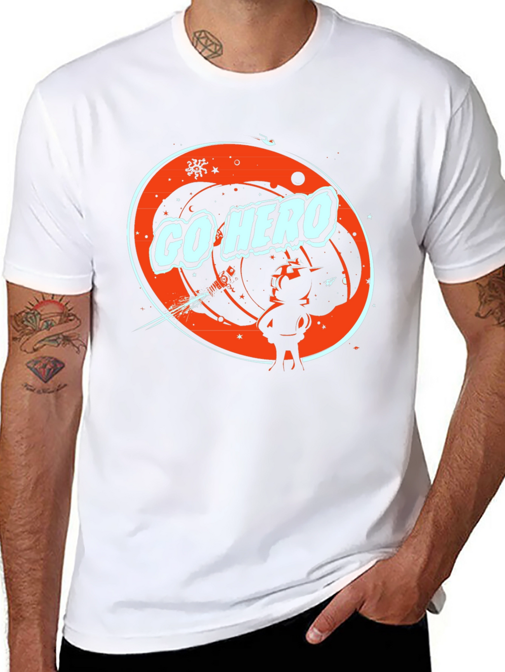 Go Hero Space Graphic Tee - Stylish Black T-Shirt