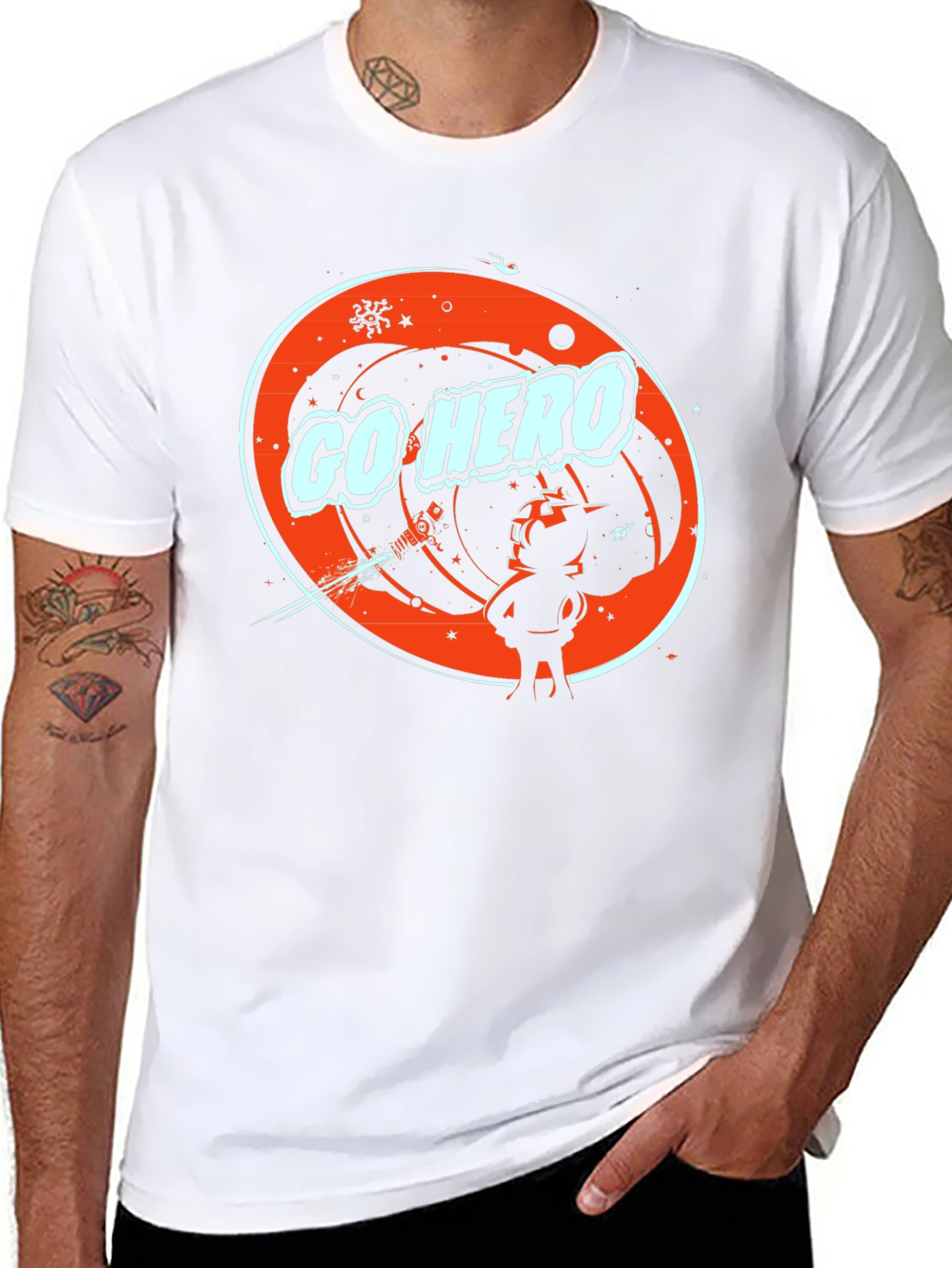 Go Hero Space Graphic Tee - Stylish Black T-Shirt
