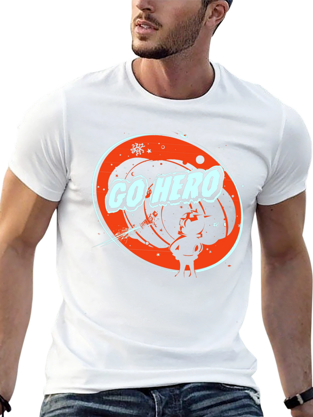 Go Hero Space Graphic Tee - Stylish Black T-Shirt