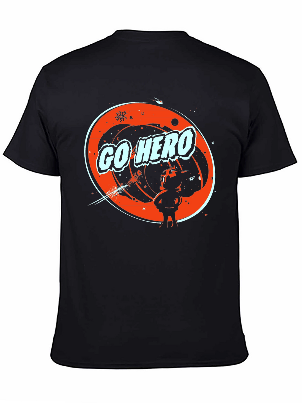 Go Hero Space Graphic Tee - Stylish Black T-Shirt