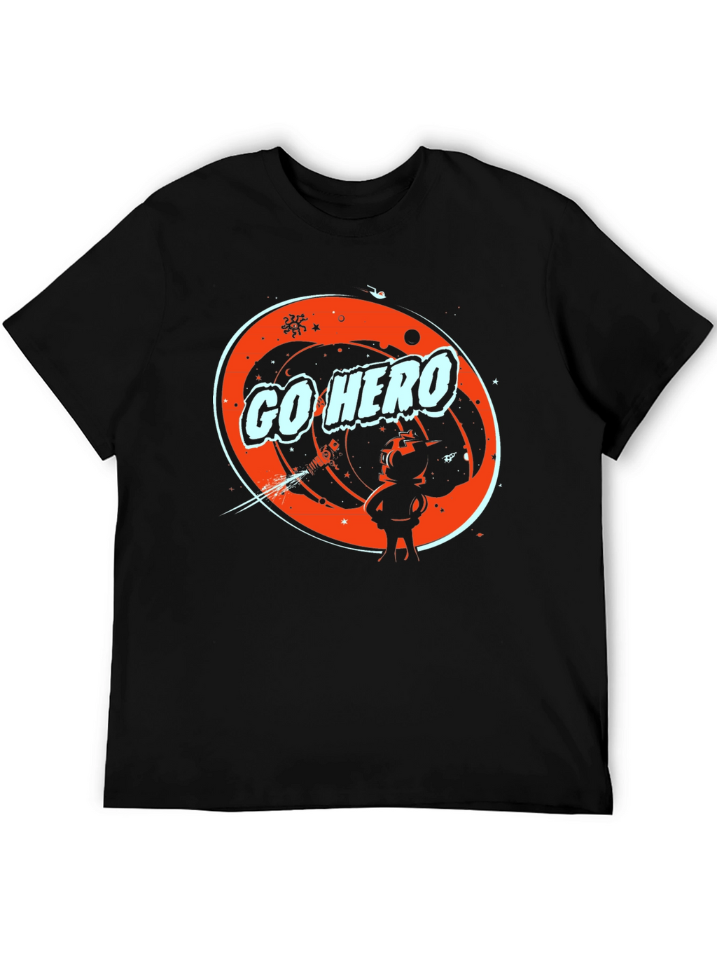 Go Hero Space Graphic Tee - Stylish Black T-Shirt