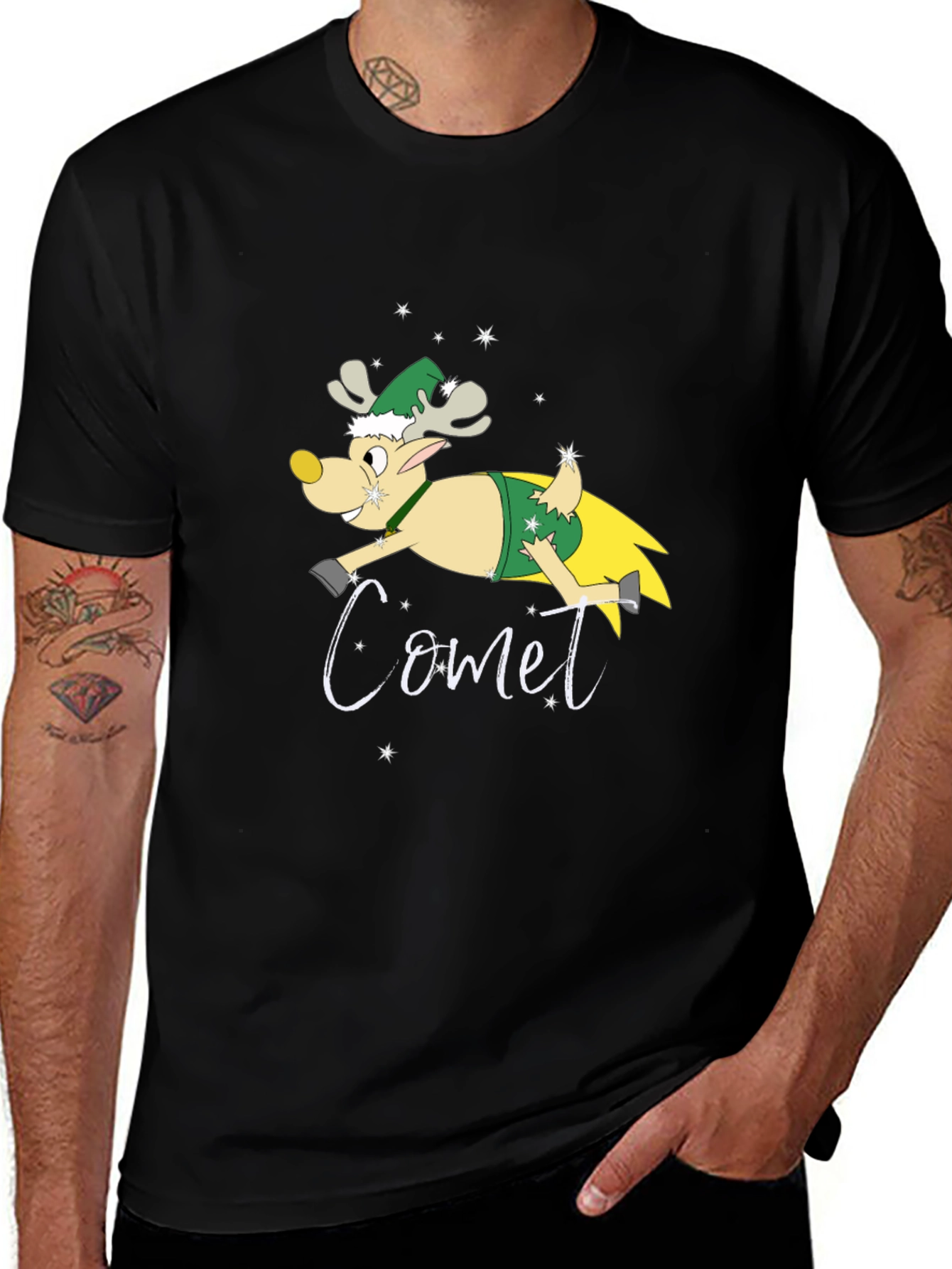 Comet Reindeer Graphic Tee - Holiday Festive Style