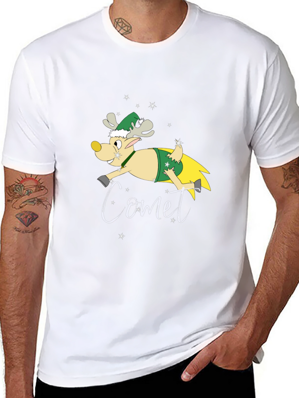 Comet Reindeer Graphic Tee - Holiday Festive Style