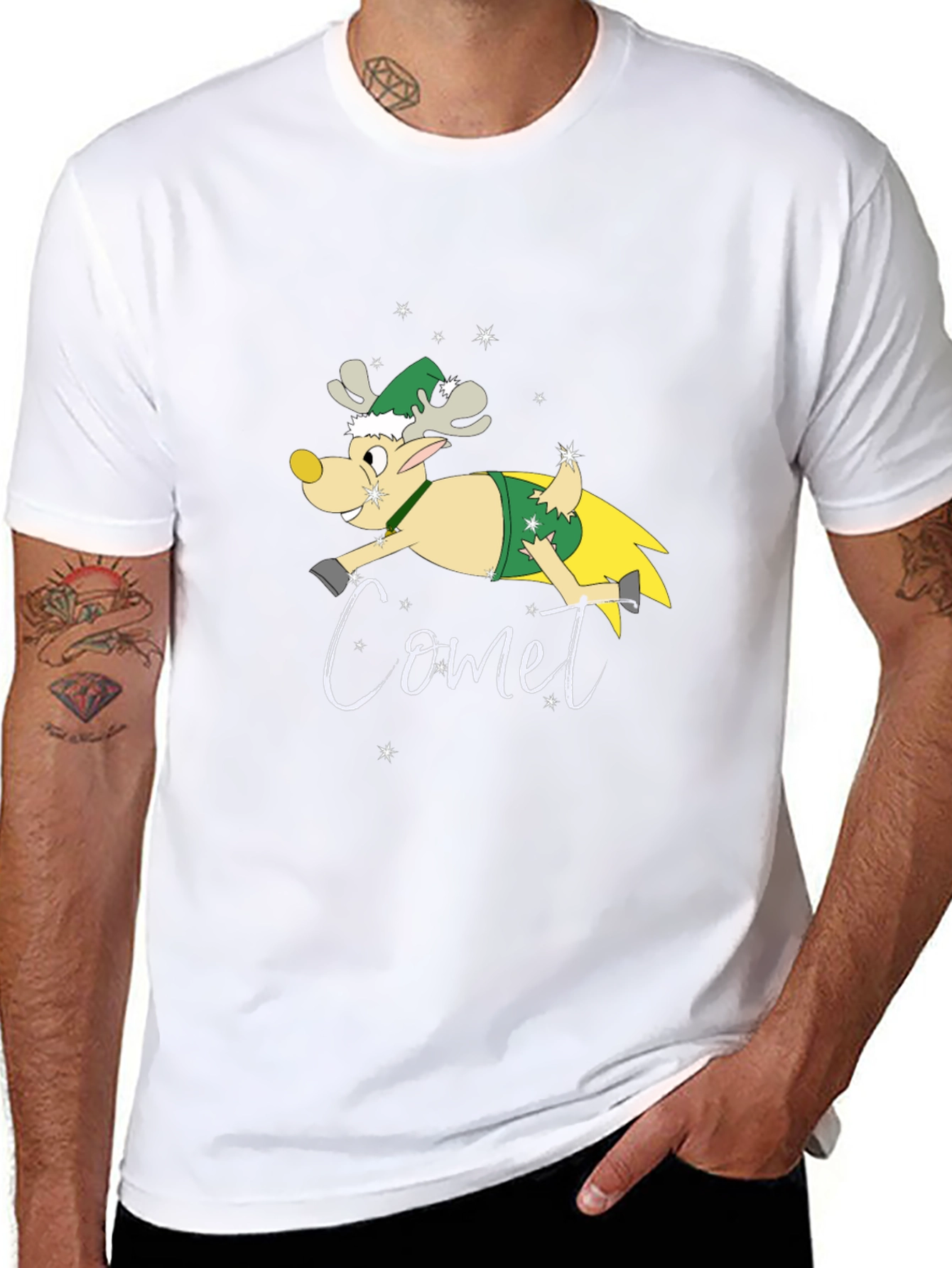 Comet Reindeer Graphic Tee - Holiday Festive Style