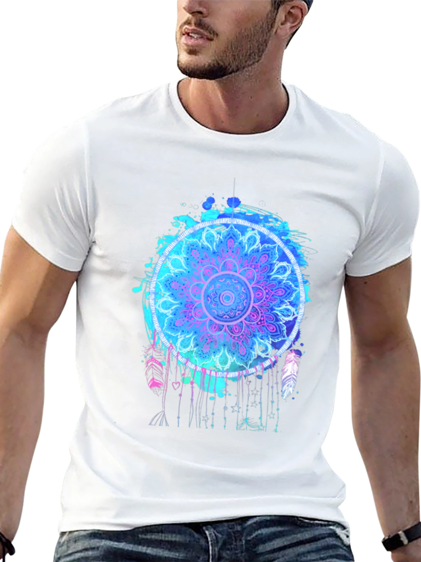 Mandala Dreamcatcher Graphic Tee - Stylish Mens T-Shirt