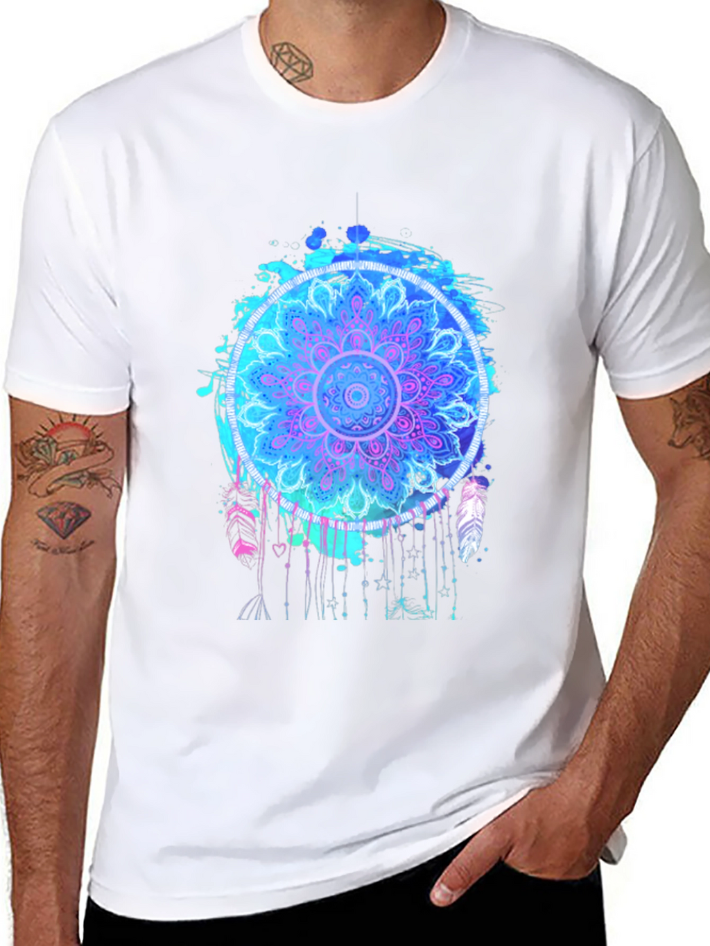 Mandala Dreamcatcher Graphic Tee - Stylish Mens T-Shirt