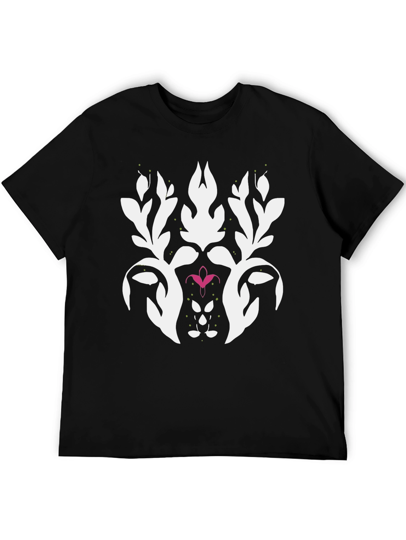 Stylish Black Graphic Tee - Abstract Floral Design