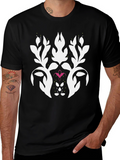 Stylish Black Graphic Tee - Abstract Floral Design
