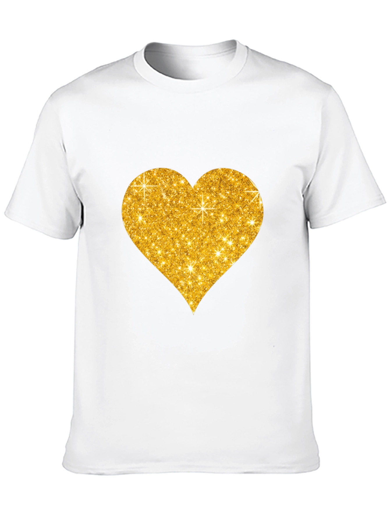 Glitter Heart Graphic Black T-Shirt