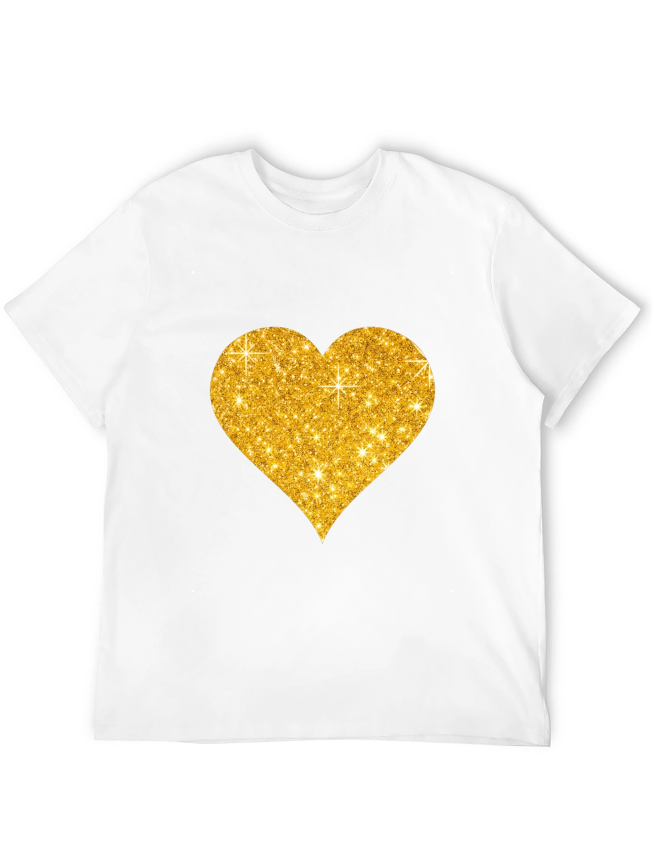 Glitter Heart Graphic Black T-Shirt