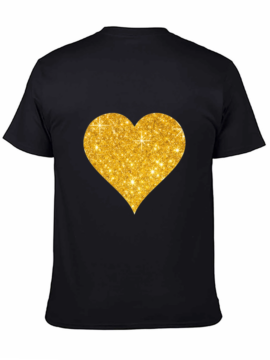 Glitter Heart Graphic Black T-Shirt