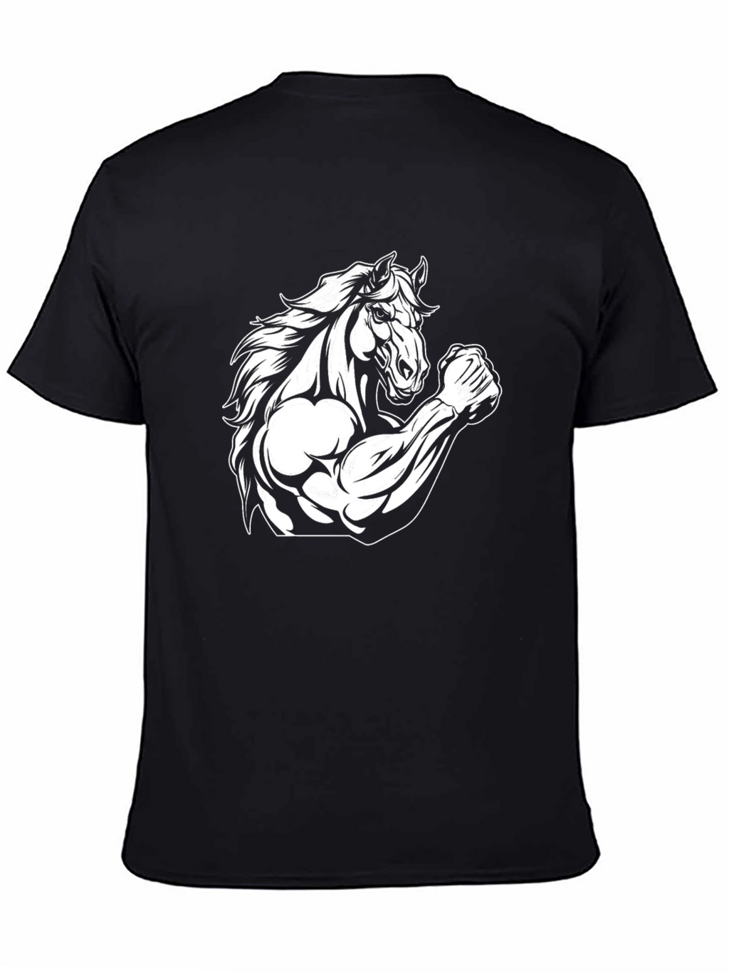 Horse Flex Muscle Mens Black Graphic T-Shirt