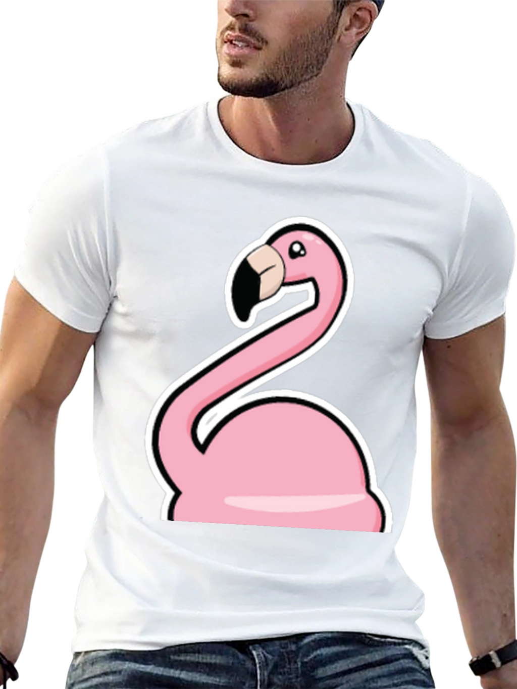 Flamingo Graphic T-Shirt - Casual Black Tee