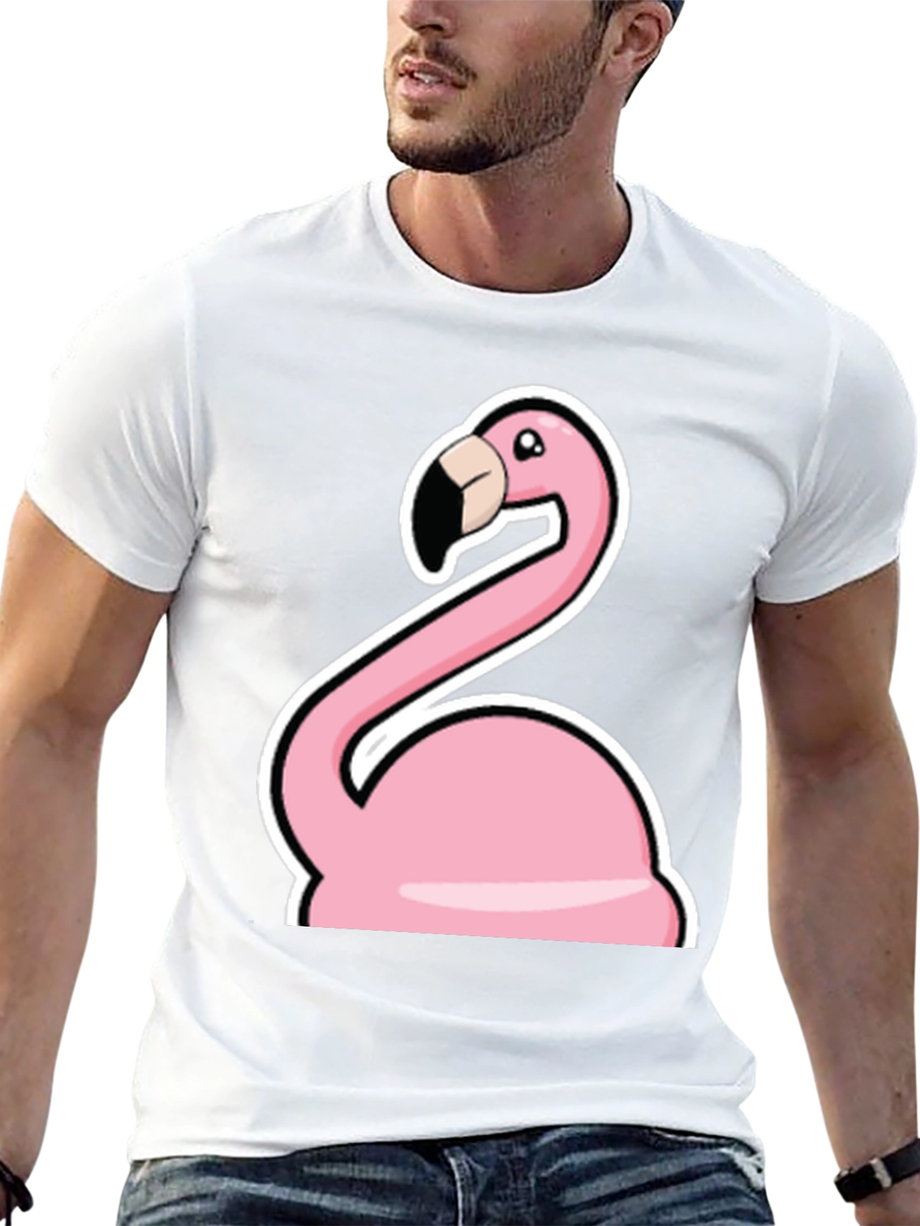 Flamingo Graphic T-Shirt - Casual Black Tee