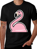 Flamingo Graphic T-Shirt - Casual Black Tee