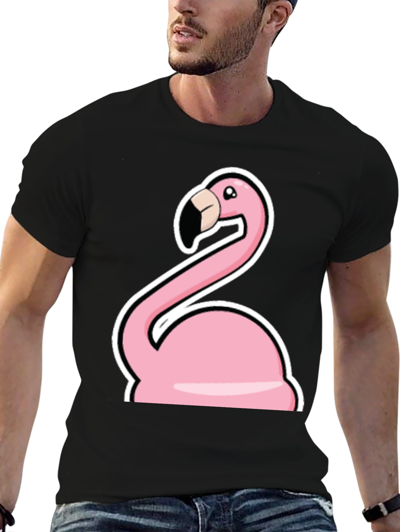 Flamingo Graphic T-Shirt - Casual Black Tee