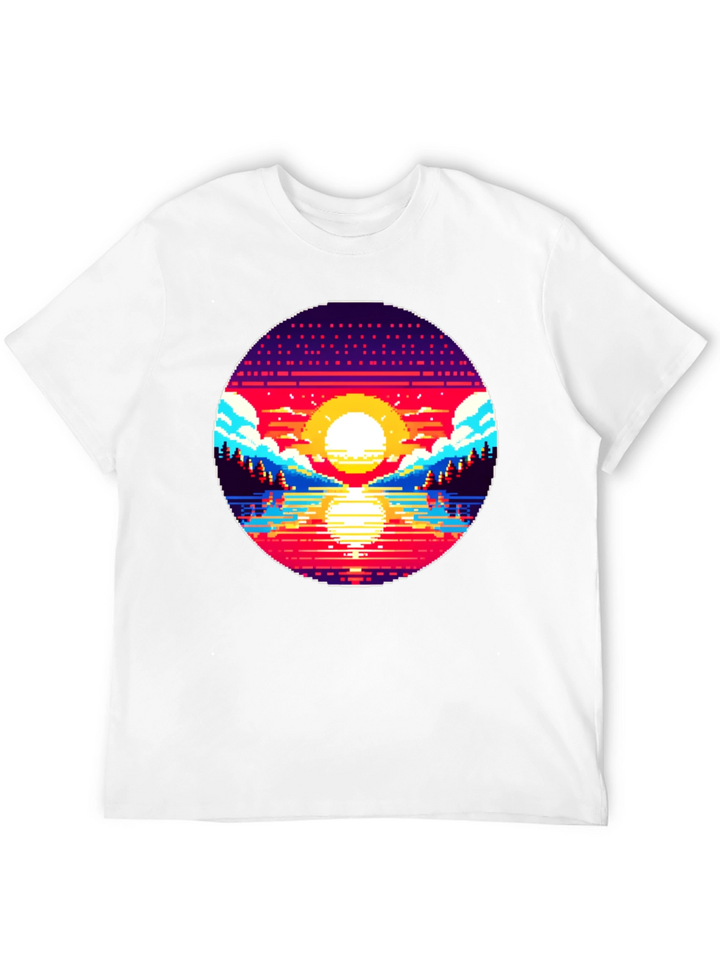 Pixel Sunset T-Shirt - Retro 8-Bit Graphic Tee
