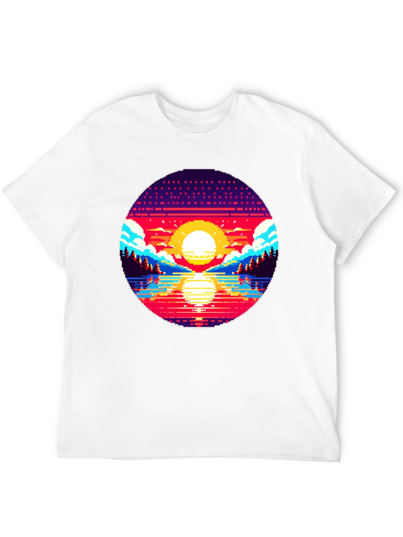 Pixel Sunset T-Shirt - Retro 8-Bit Graphic Tee
