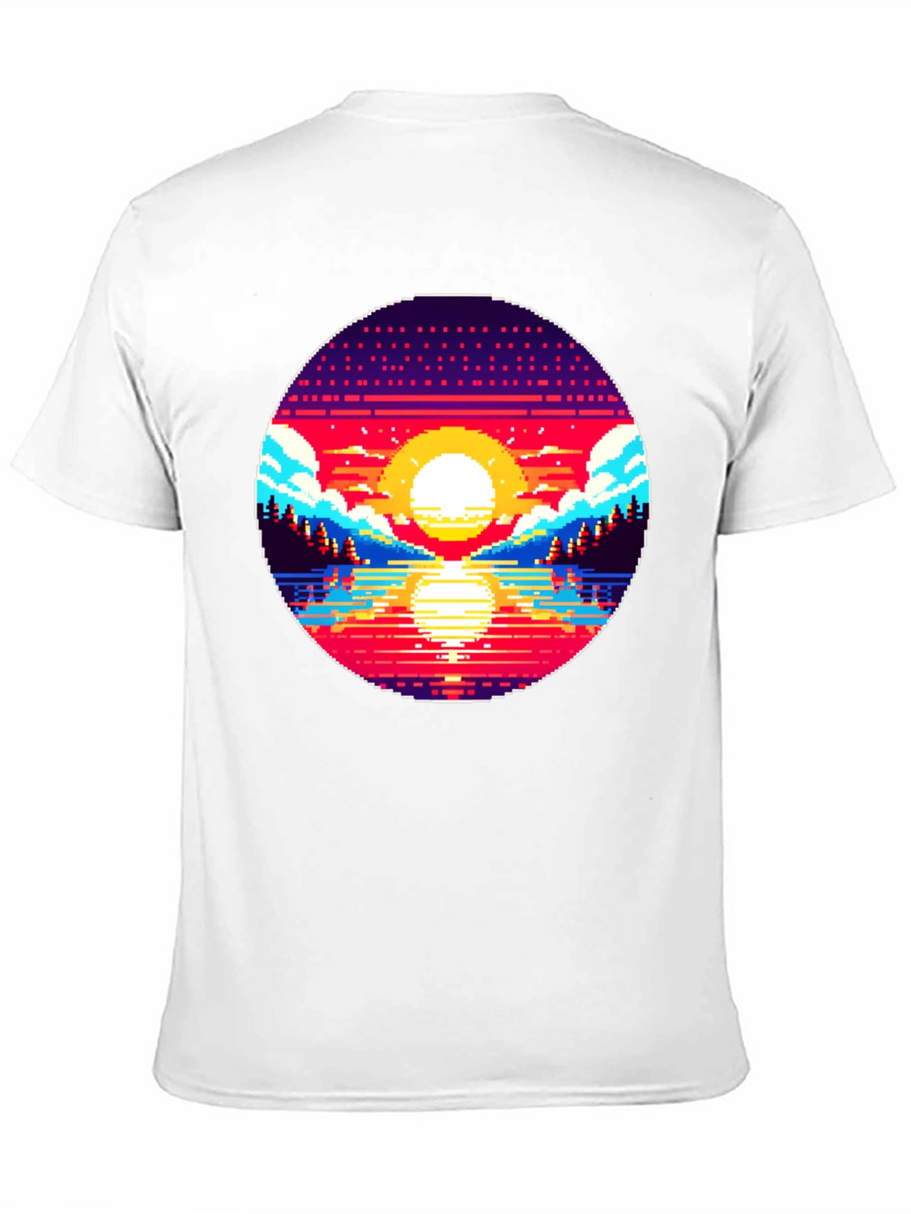 Pixel Sunset T-Shirt - Retro 8-Bit Graphic Tee