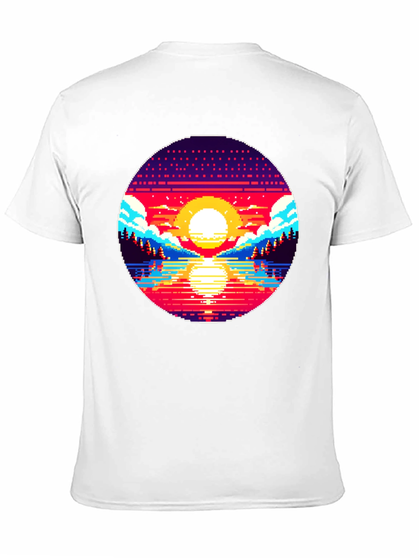 Pixel Sunset T-Shirt - Retro 8-Bit Graphic Tee