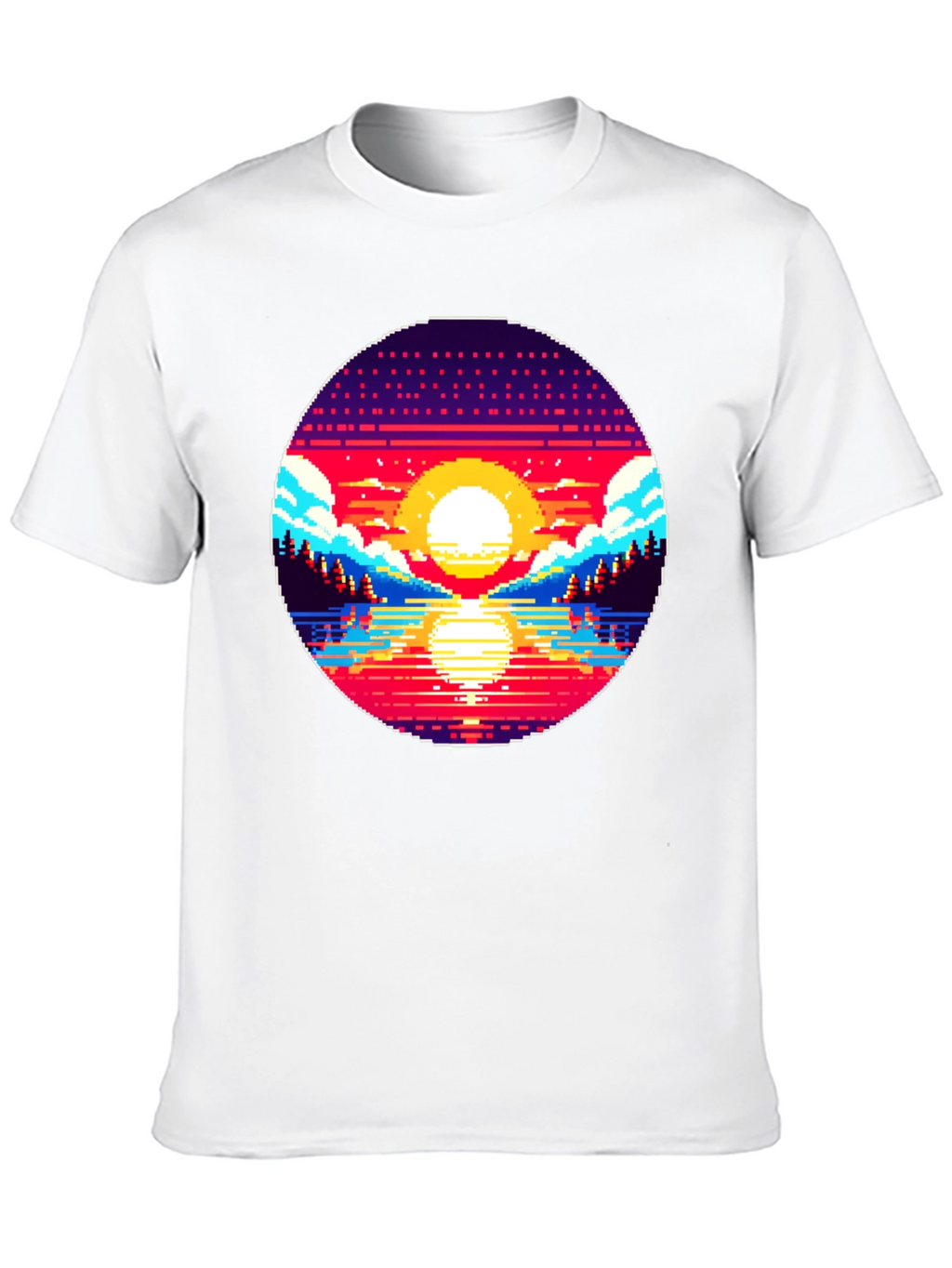 Pixel Sunset T-Shirt - Retro 8-Bit Graphic Tee