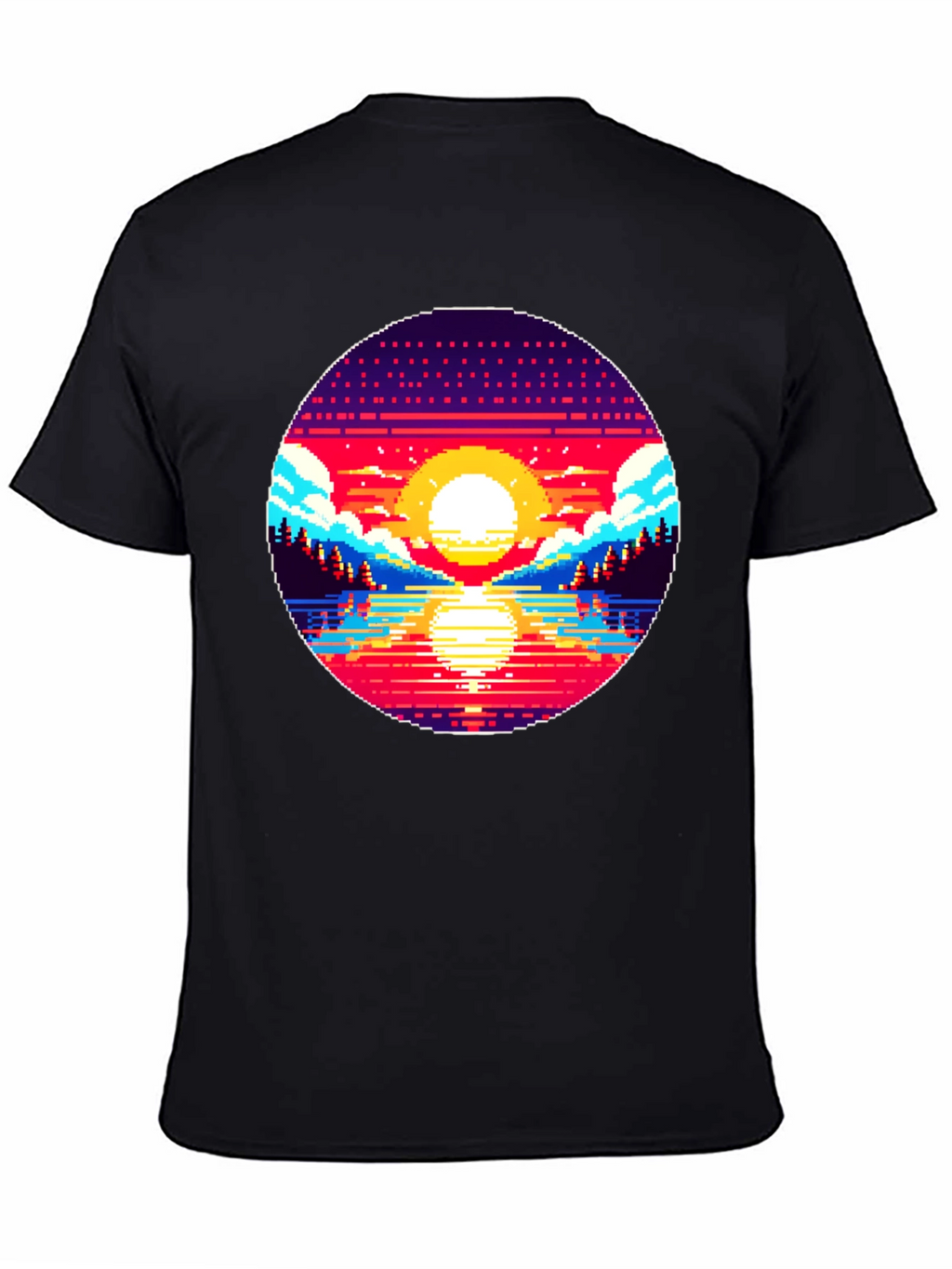 Pixel Sunset T-Shirt - Retro 8-Bit Graphic Tee
