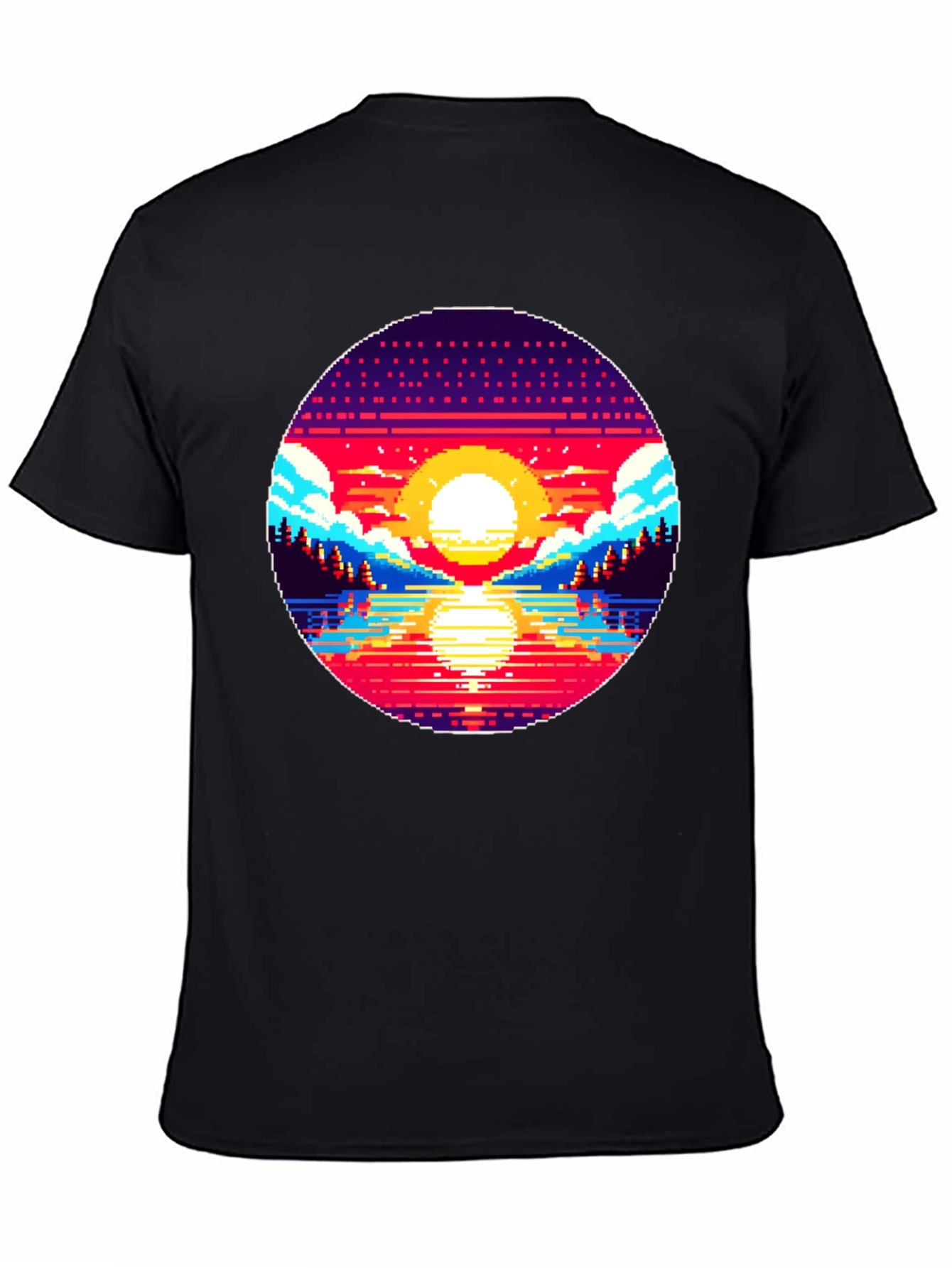 Pixel Sunset T-Shirt - Retro 8-Bit Graphic Tee