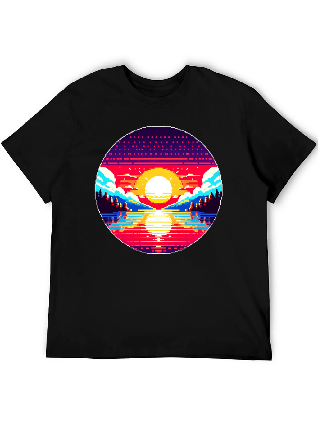 Pixel Sunset T-Shirt - Retro 8-Bit Graphic Tee