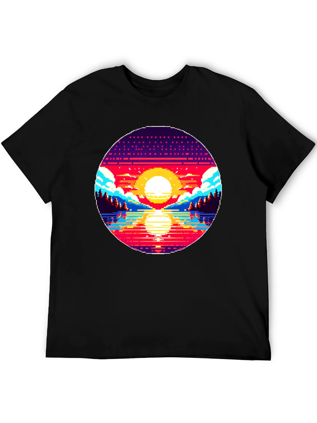 Pixel Sunset T-Shirt - Retro 8-Bit Graphic Tee