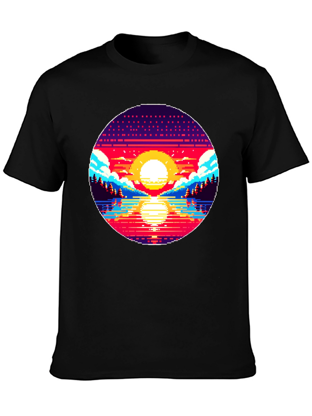 Pixel Sunset T-Shirt - Retro 8-Bit Graphic Tee