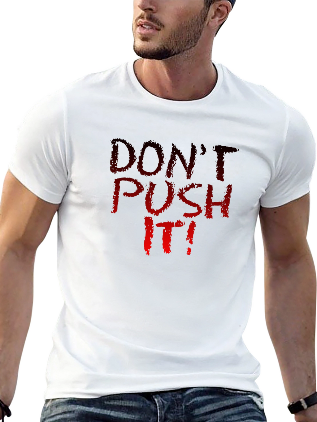 Dont Push It! Graphic Tee - Black Crew Neck