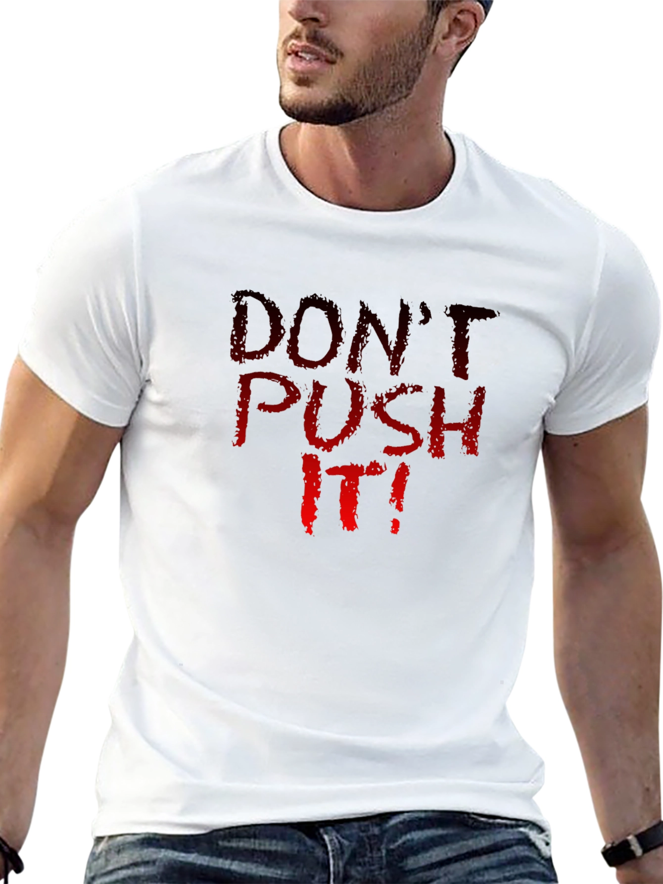Dont Push It! Graphic Tee - Black Crew Neck