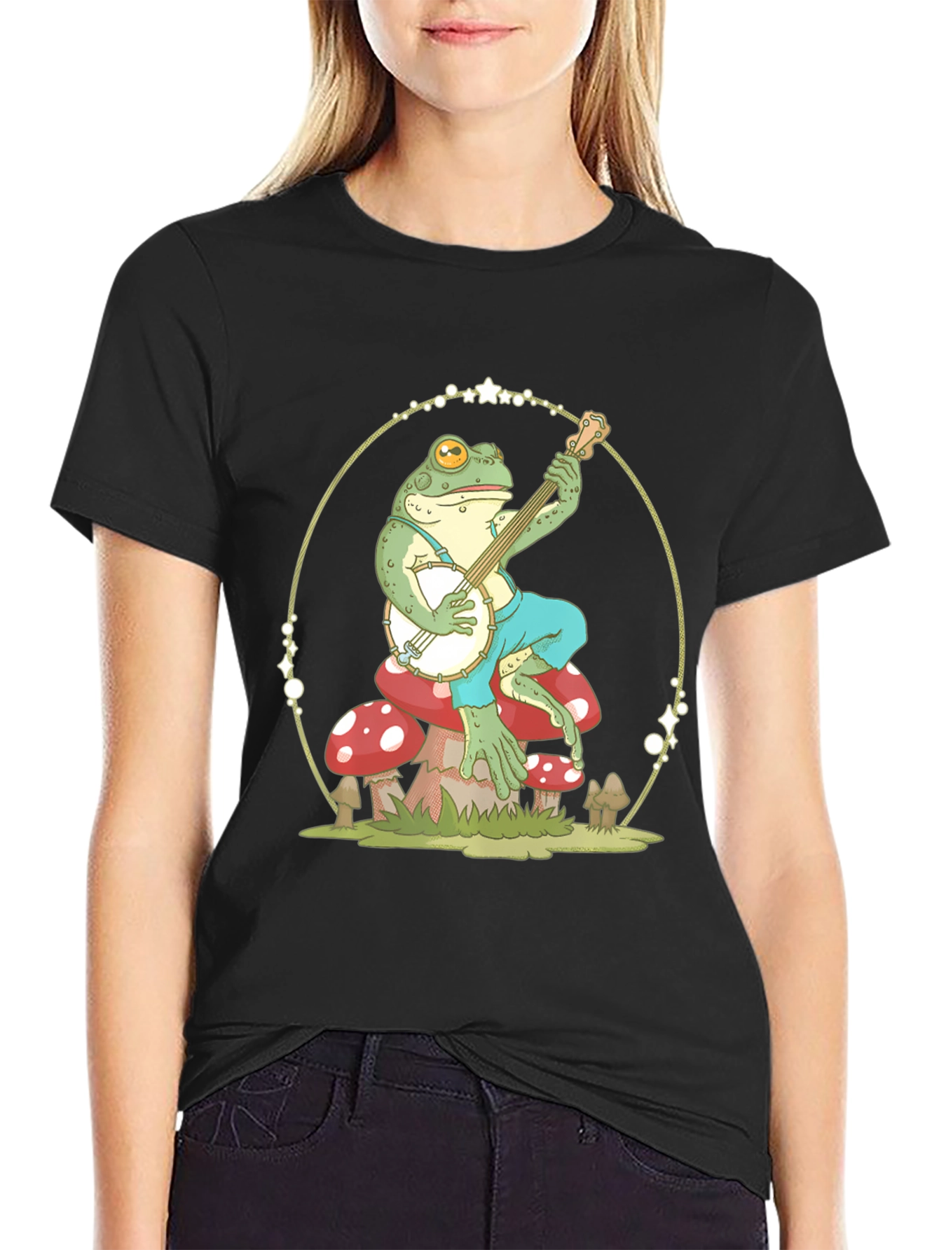Frog Playing Banjo Graphic T-Shirt