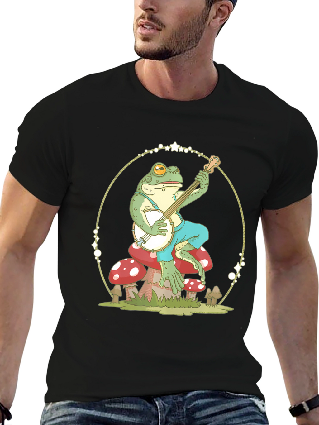 Frog Playing Banjo Graphic T-Shirt