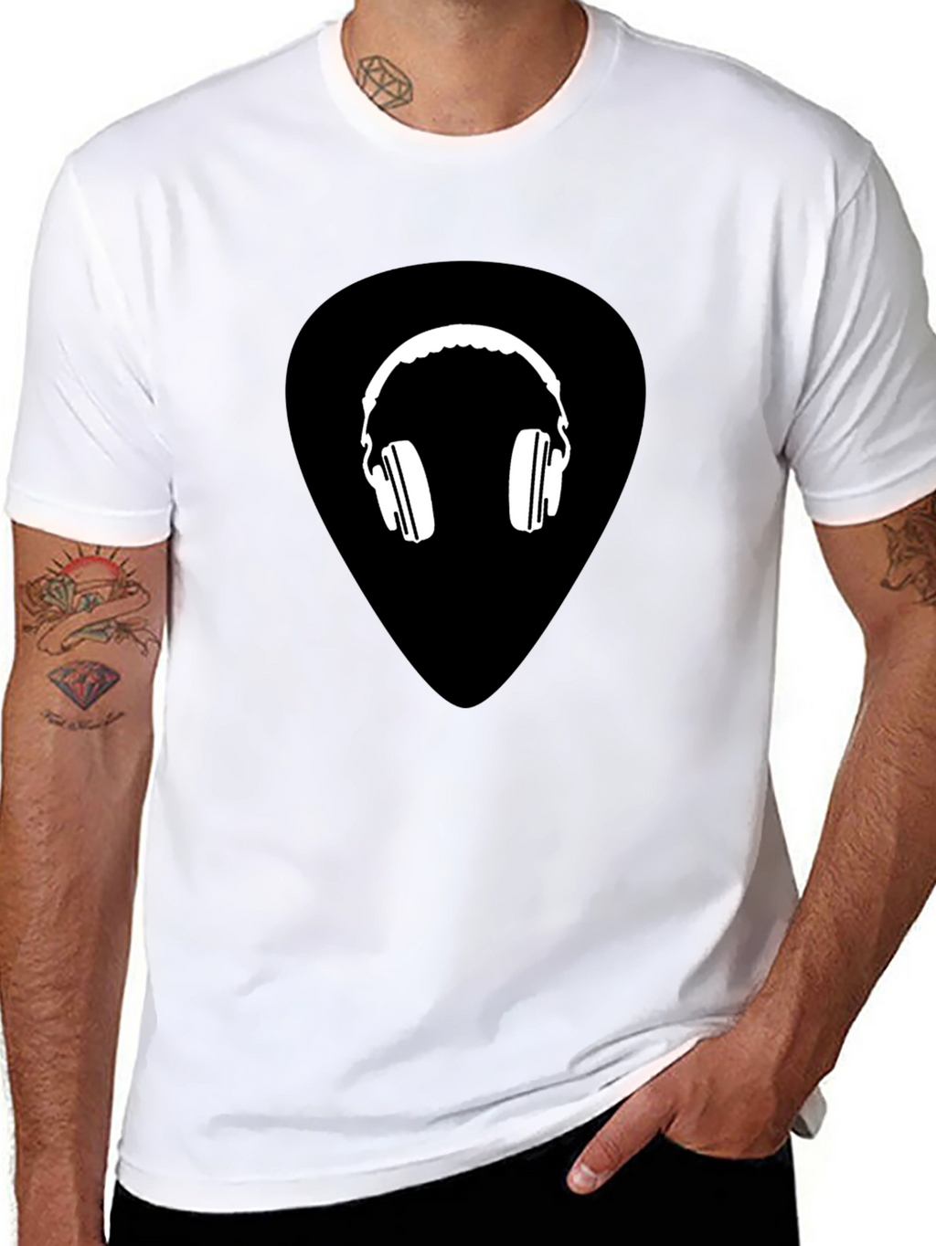 Cool Headphones Graphic Black Tee
