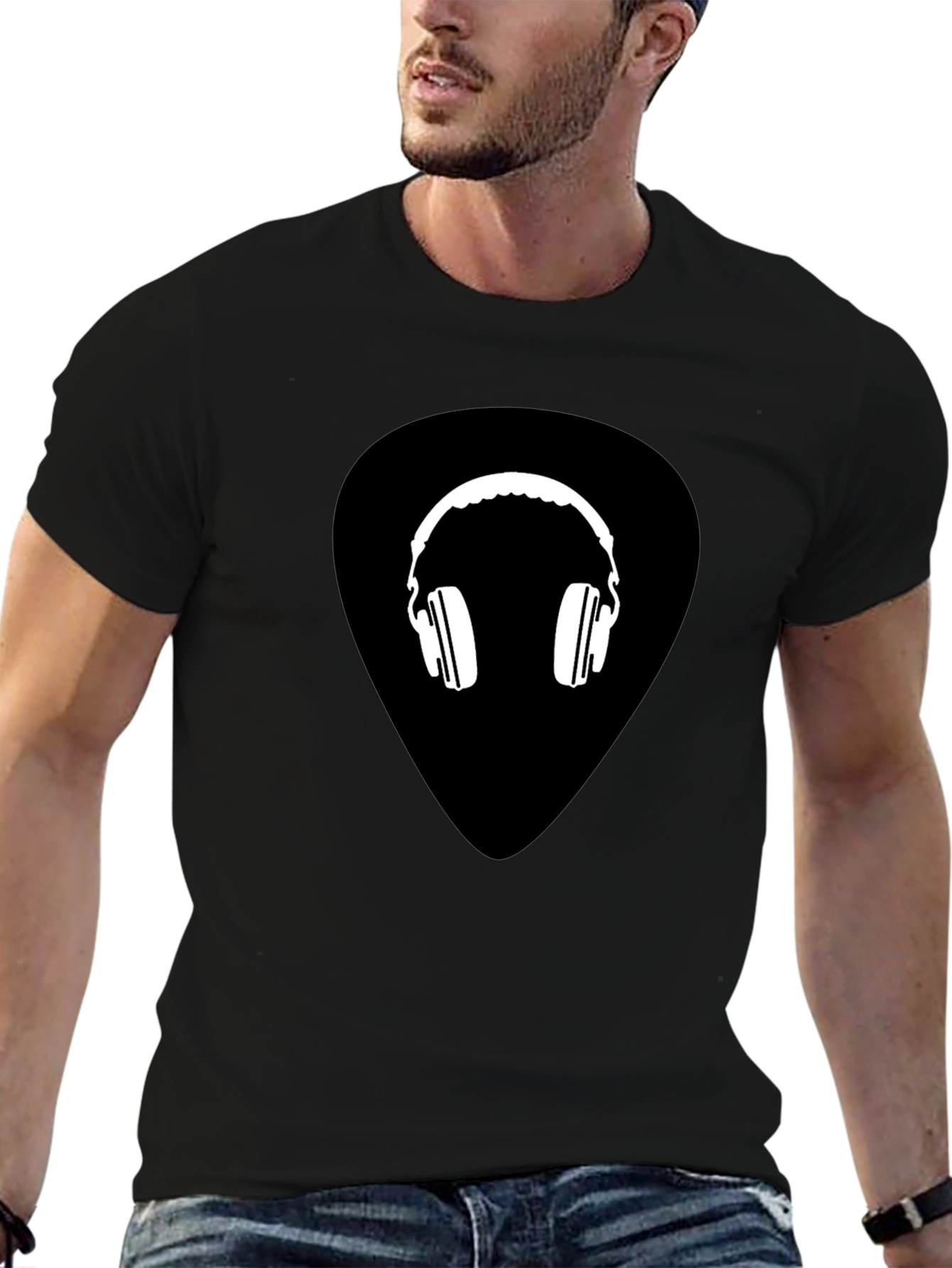 Cool Headphones Graphic Black Tee
