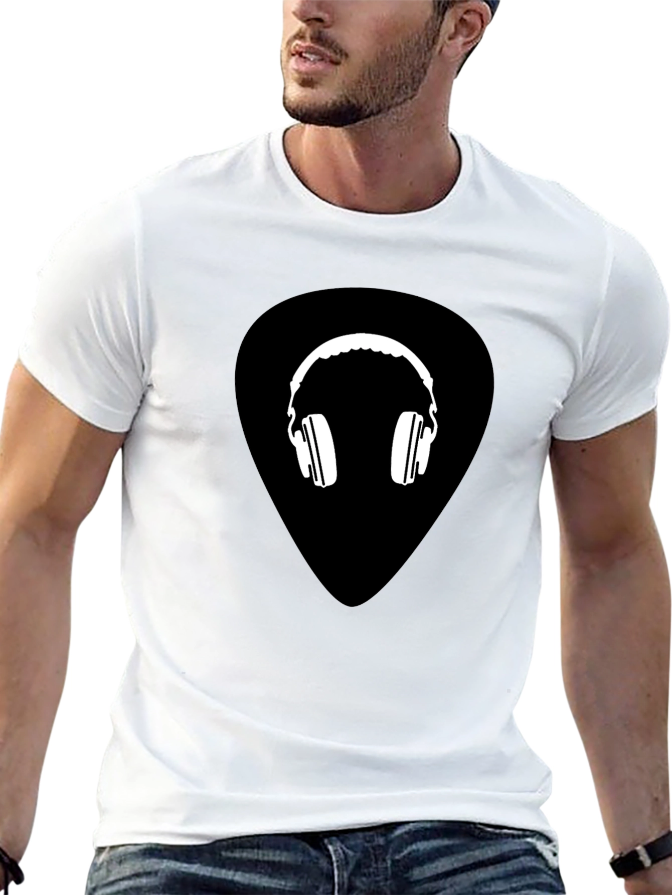 Cool Headphones Graphic Black Tee