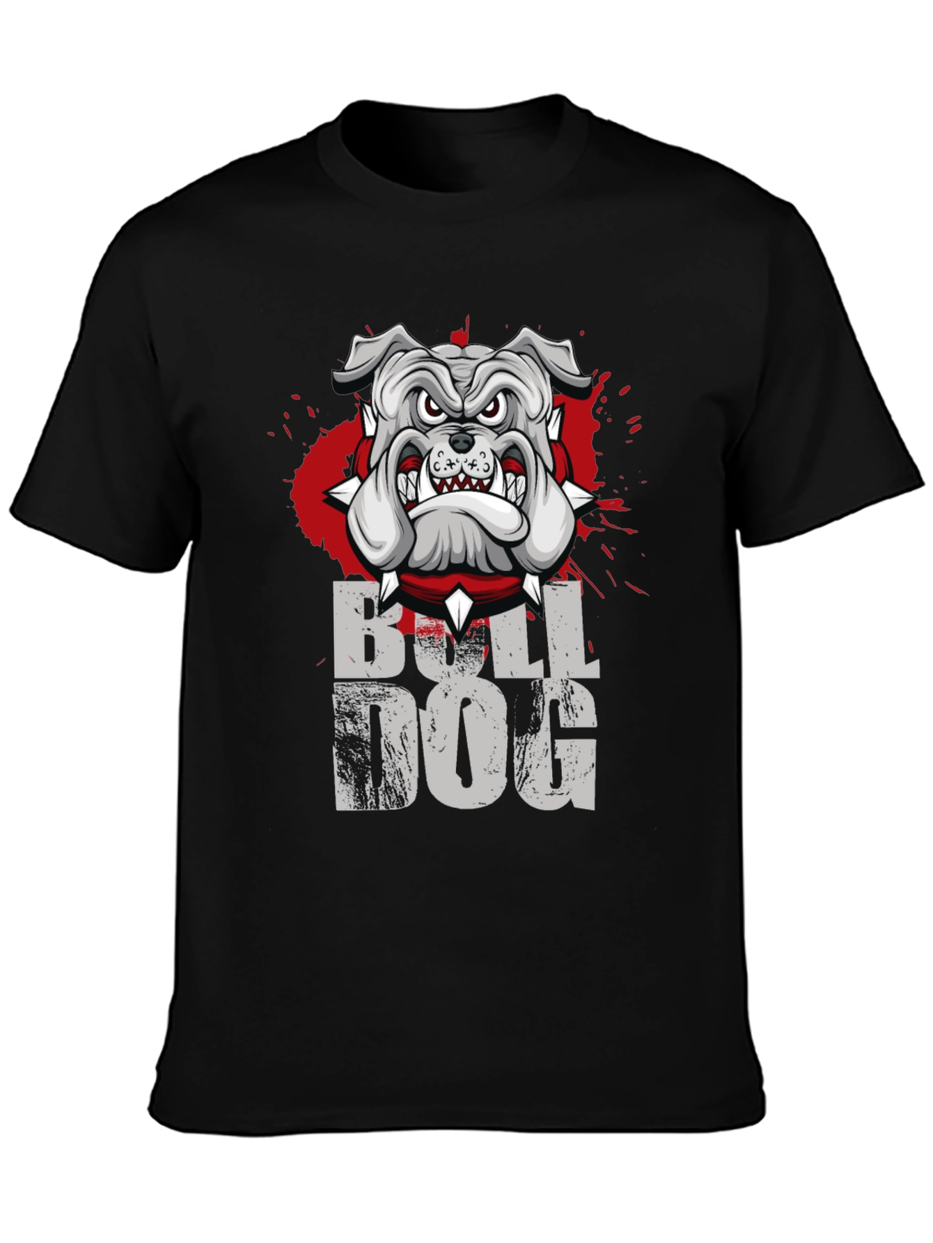Cool Bulldog Graphic Print Black T-Shirt